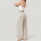 Wide Leg Lounge Pants with Fold Over Waistband and Adjustable Drawstring Hem
