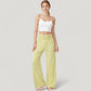 Wide Leg Lounge Pants with Fold Over Waistband and Adjustable Drawstring Hem