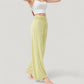 Wide Leg Lounge Pants with Fold Over Waistband and Adjustable Drawstring Hem