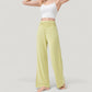 Wide Leg Lounge Pants with Fold Over Waistband and Adjustable Drawstring Hem