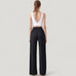 Wide Leg Lounge Pants with Elastic Waistband and Side Slit Hem Detail