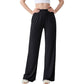 Wide Leg Lounge Pants with Elastic Waistband and Side Slit Hem Detail