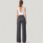 Wide Leg Lounge Pants with Elastic Waistband and Side Slit Hem Detail