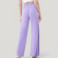 Wide Leg Lounge Pants with Elastic Waistband and Side Slit Hem Detail