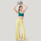 Wide Leg Lounge Pants with Elastic Waistband and Side Slit Hem Detail