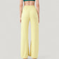 Wide Leg Lounge Pants with Elastic Waistband and Side Slit Hem Detail