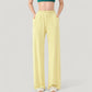 Wide Leg Lounge Pants with Elastic Waistband and Side Slit Hem Detail