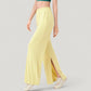 Wide Leg Lounge Pants with Elastic Waistband and Side Slit Hem Detail