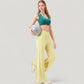 Wide Leg Lounge Pants with Elastic Waistband and Side Slit Hem Detail