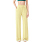 Wide Leg Lounge Pants with Elastic Waistband and Side Slit Hem Detail
