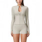 Long Sleeve Zip-Up Athletic Jacket with Thumbholes and High Neckline