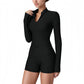 Long Sleeve Ribbed Zip-Up Athletic Jacket with High Neckline