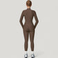 Long Sleeve Ribbed Zip-Up Athletic Jacket with High Neckline