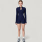 Long Sleeve Ribbed Zip-Up Athletic Jacket with High Neckline