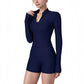 Long Sleeve Ribbed Zip-Up Athletic Jacket with High Neckline