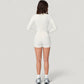 Long Sleeve Ribbed Zip-Up Athletic Jacket with High Neckline