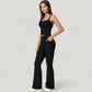 Crossover Waist Flare Lounge Pants in Soft Woven Fabric with Relaxed Fit and Streamlined Silhouette