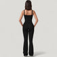 Crossover Waist Flare Lounge Pants in Soft Woven Fabric with Relaxed Fit and Streamlined Silhouette