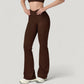 Crossover Waist Flare Lounge Pants in Soft Woven Fabric with Relaxed Fit and Streamlined Silhouette