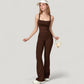 Crossover Waist Flare Lounge Pants in Soft Woven Fabric with Relaxed Fit and Streamlined Silhouette