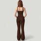 Crossover Waist Flare Lounge Pants in Soft Woven Fabric with Relaxed Fit and Streamlined Silhouette