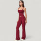 Crossover Waist Flare Lounge Pants in Soft Woven Fabric with Relaxed Fit and Streamlined Silhouette