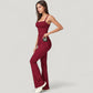 Crossover Waist Flare Lounge Pants in Soft Woven Fabric with Relaxed Fit and Streamlined Silhouette
