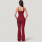 Crossover Waist Flare Lounge Pants in Soft Woven Fabric with Relaxed Fit and Streamlined Silhouette