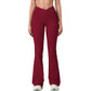 Crossover Waist Flare Lounge Pants in Soft Woven Fabric with Relaxed Fit and Streamlined Silhouette