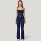 Crossover Waist Flare Lounge Pants in Soft Woven Fabric with Relaxed Fit and Streamlined Silhouette