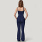 Crossover Waist Flare Lounge Pants in Soft Woven Fabric with Relaxed Fit and Streamlined Silhouette
