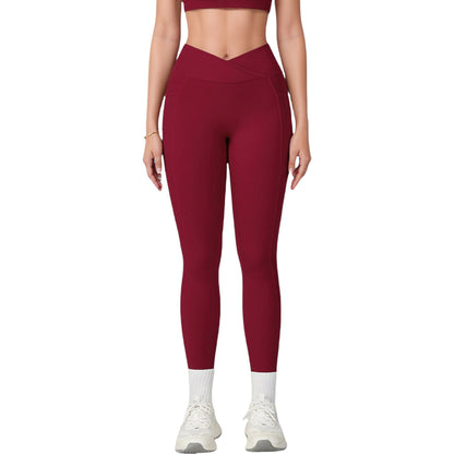 High Waist Crossover Lounge Leggings with Full Length Slim Fit and Flattering Waistband
