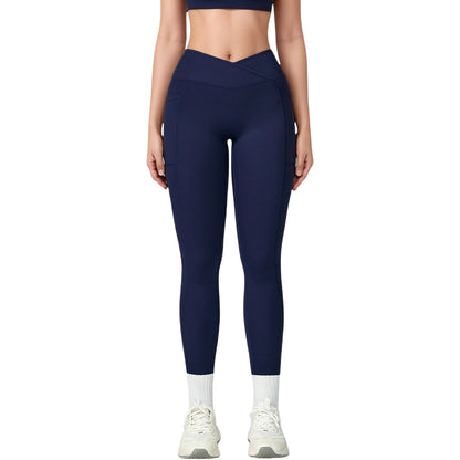 High Waist Crossover Lounge Leggings with Full Length Slim Fit and Flattering Waistband