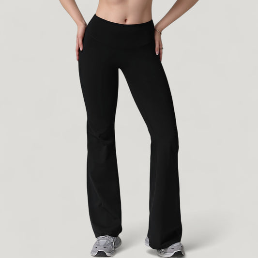 High Waist Flare Lounge Pants with Smooth Woven Fabric and Fitted Contoured Silhouette