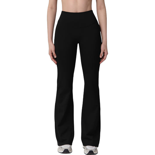 High Waist Flare Lounge Pants with Smooth Woven Fabric and Fitted Contoured Silhouette