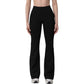 High Waist Flare Lounge Pants with Smooth Woven Fabric and Fitted Contoured Silhouette