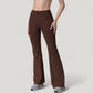 High Waist Flare Lounge Pants with Smooth Woven Fabric and Fitted Contoured Silhouette