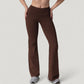 High Waist Flare Lounge Pants with Smooth Woven Fabric and Fitted Contoured Silhouette