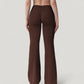 High Waist Flare Lounge Pants with Smooth Woven Fabric and Fitted Contoured Silhouette