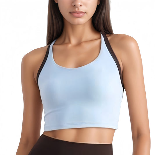 Scoop Neck Racerback Sports Bra with Contrast Trim