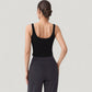 Ribbed Knit Square Neck Tank Top with Wide Straps
