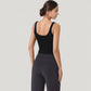 Ribbed Knit Square Neck Tank Top with Wide Straps
