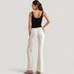 Ribbed Knit Square Neck Tank Top with Wide Straps