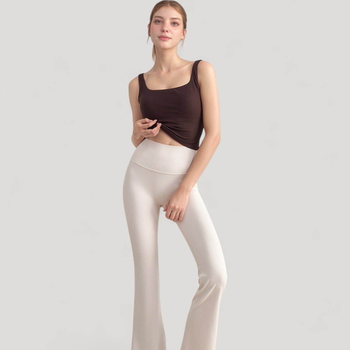 Ribbed Knit Square Neck Tank Top with Wide Straps