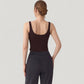 Ribbed Knit Square Neck Tank Top with Wide Straps