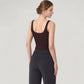 Ribbed Knit Square Neck Tank Top with Wide Straps