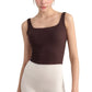Ribbed Knit Square Neck Tank Top with Wide Straps