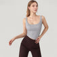 Ribbed Knit Square Neck Tank Top with Wide Straps