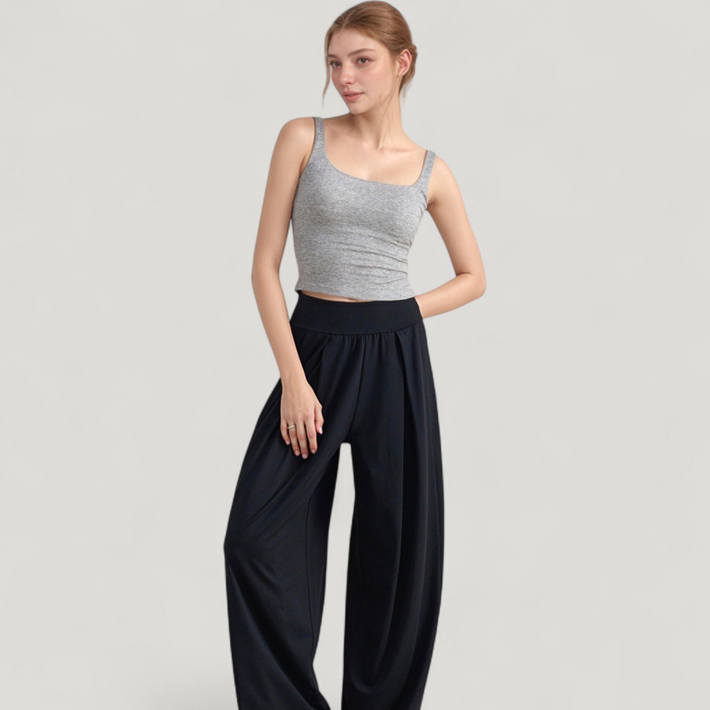 Ribbed Knit Square Neck Tank Top with Wide Straps