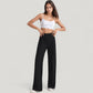 High Waist Wide Leg Pants with Front Pleat Detail